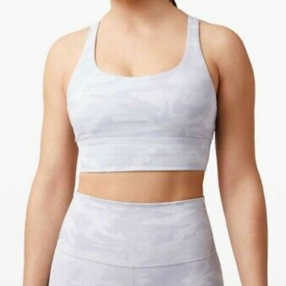 Lululemon Energy Longline Bra in White Camo